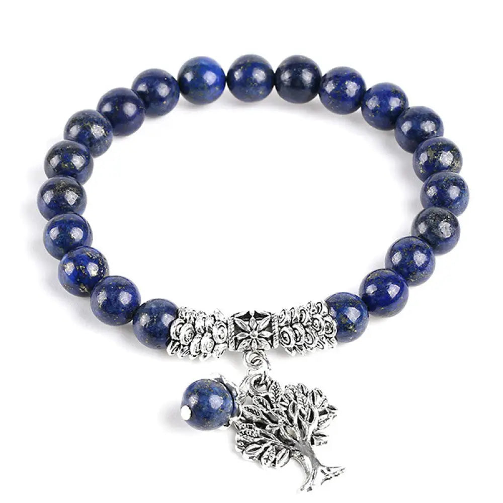 Buddha Stones Natural Gemstone Tree of Life Lucky Charm Stretch Bracelet - BWOOOH - Lazurite - Bracelet