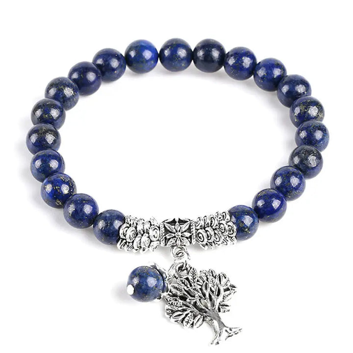 Buddha Stones Natural Gemstone Tree of Life Lucky Charm Stretch Bracelet - BWOOOH - Lazurite - Bracelet