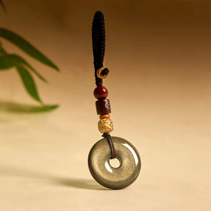 BWOOOH Natural Gold Sheen Obsidian Peace Buckle Strengthe