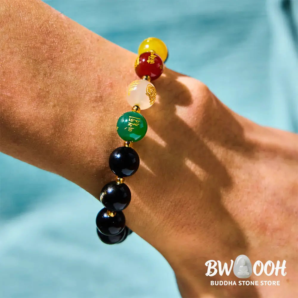 Buddha Stones Natural Gold Sheen Obsidian PiXiu Five Directions Gods of Wealth Protection Bracelet - BWOOOH - Bracelet