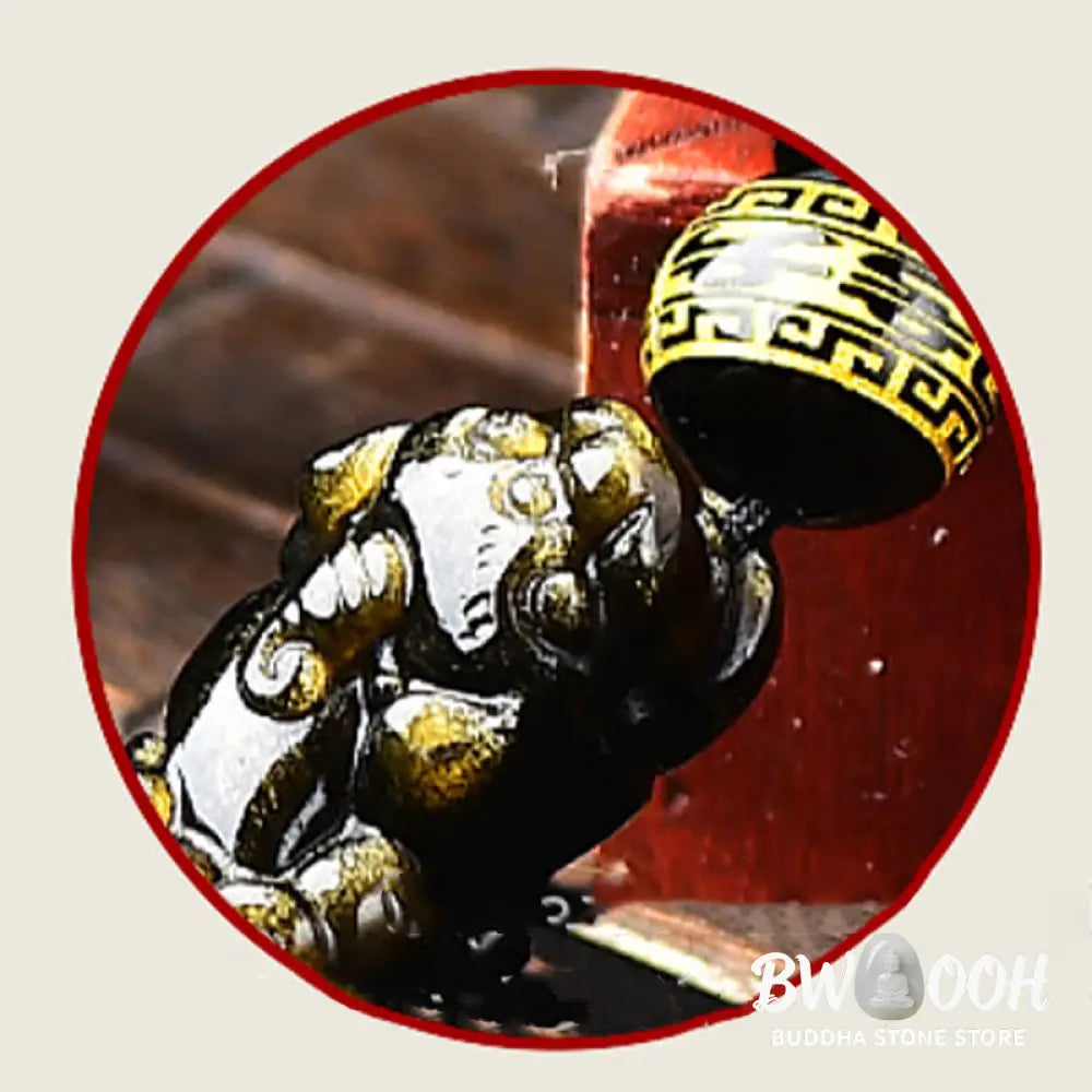 Buddha Stones Natural Gold Sheen Obsidian PiXiu Om Mani Padme Hum Wealth Braided Bracelet - BWOOOH - Bracelet