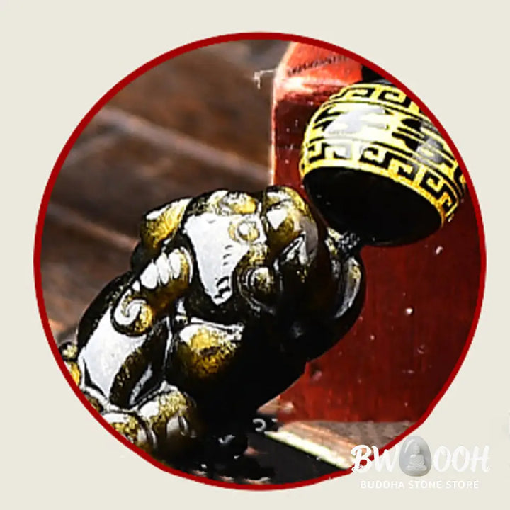 Buddha Stones Natural Gold Sheen Obsidian PiXiu Om Mani Padme Hum Wealth Braided Bracelet - BWOOOH - Bracelet