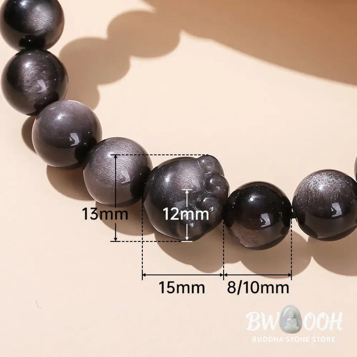 Buddha Stones Natural Gold Sheen Obsidian Silver Sheen Obsidian Cute Cat Paw Claw Wealth Bracelet - BWOOOH - Bracelet
