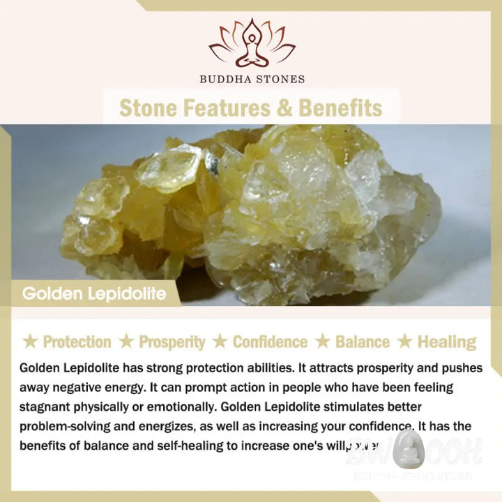 Buddha Stones Natural Golden Lepidolite Protection Prosperity Bracelet - BWOOOH - Bracelet