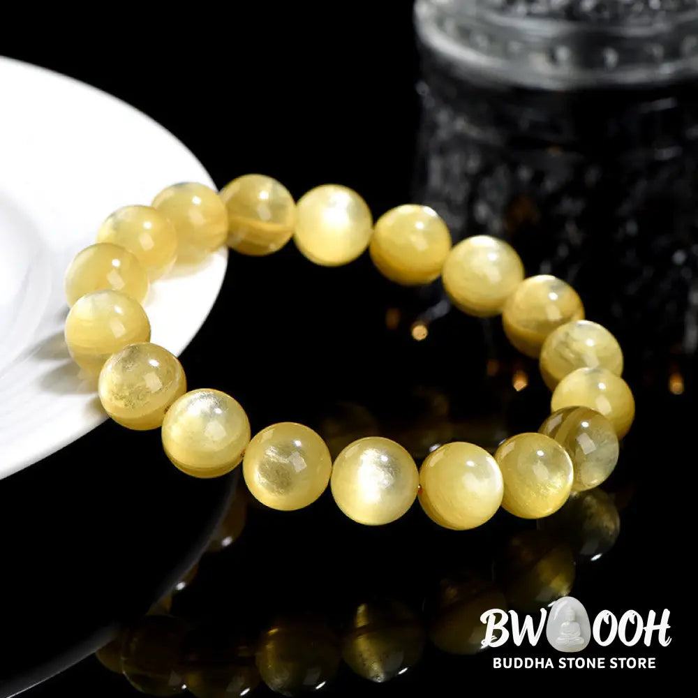 Buddha Stones Natural Golden Lepidolite Protection Prosperity Bracelet - BWOOOH - Bracelet