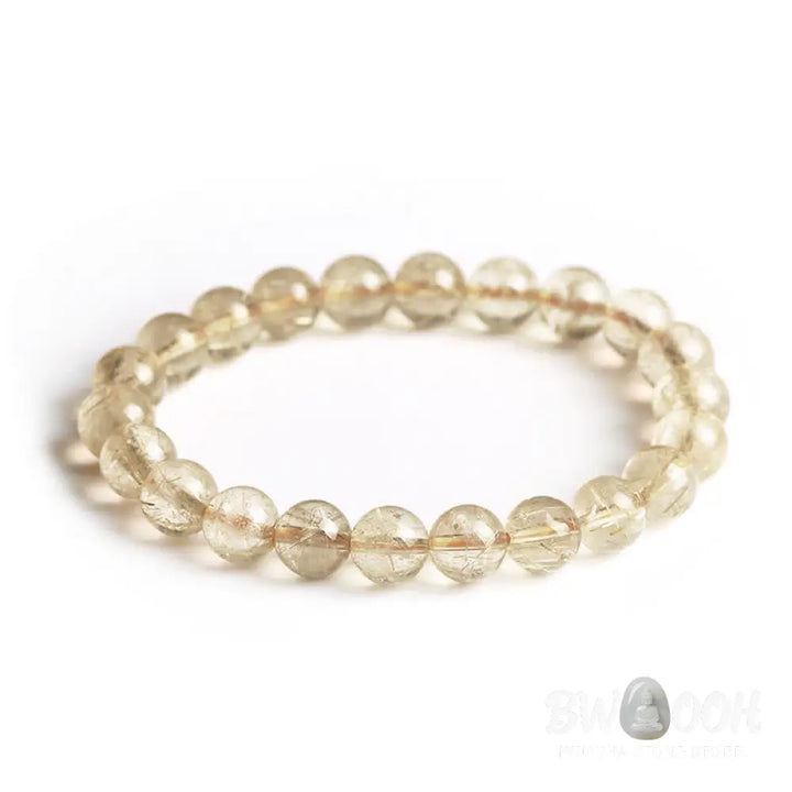 Buddha Stones Natural Golden Rutilated Quartz Auspiciousness Protection Bracelet - BWOOOH - Golden Rutilated