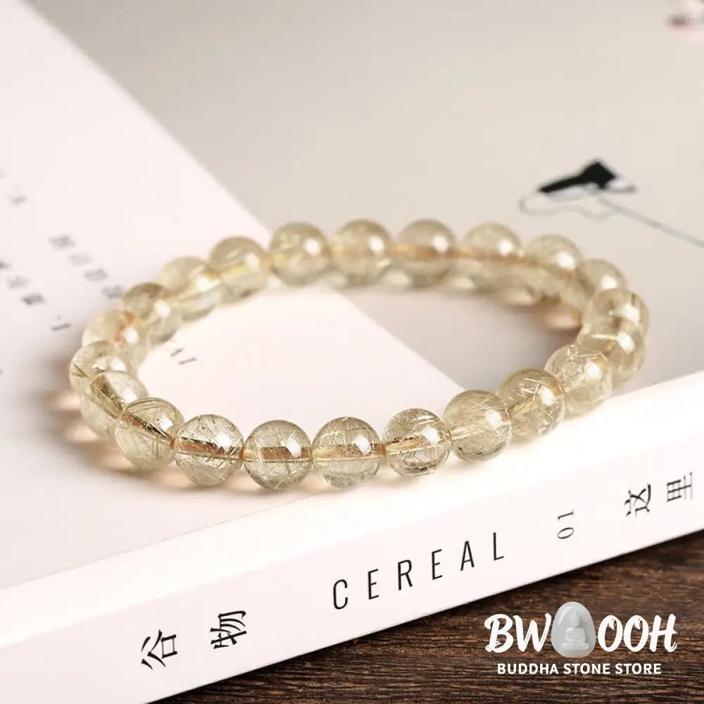 Buddha Stones Natural Golden Rutilated Quartz Auspiciousness Protection Bracelet - BWOOOH - Golden Rutilated