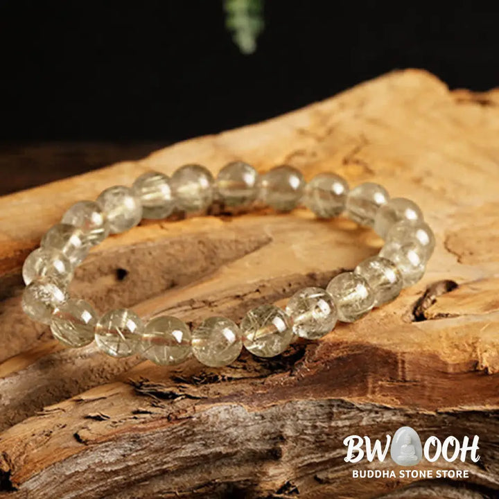 Buddha Stones Natural Golden Rutilated Quartz Auspiciousness Protection Bracelet - BWOOOH - Golden Rutilated