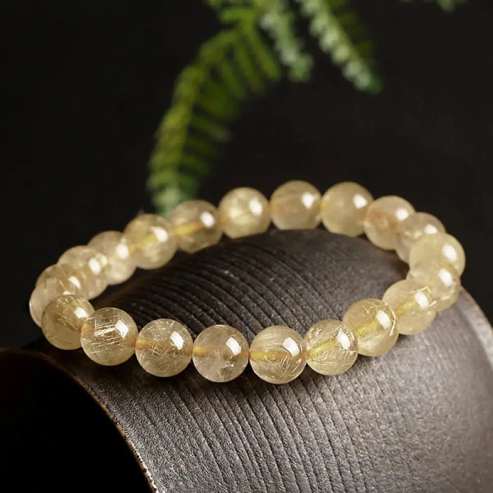 Buddha Stones Natural Golden Rutilated Quartz Auspiciousness Protection Bracelet - BWOOOH - Golden Rutilated