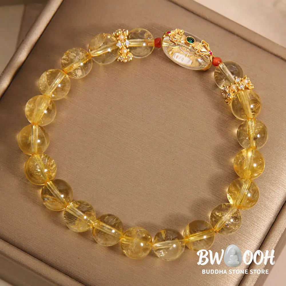 Buddha Stones Natural Golden Rutilated Quartz Beads Auspiciousness Bracelet - BWOOOH - Rutilated Quartz(Wrist