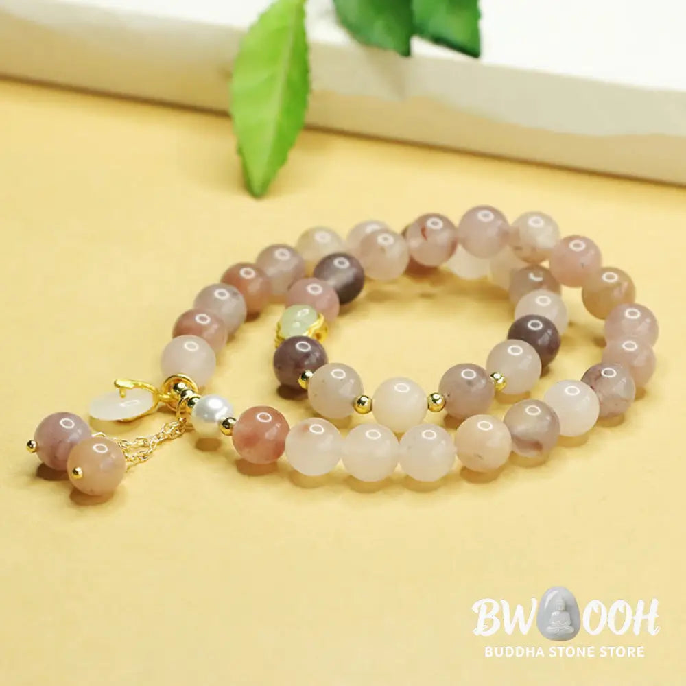 Buddha Stones Natural Golden Silk Jade Double Layer Gourd Peace Buckle Luck Bracelet - BWOOOH - Golden Silk Jade(Wrist