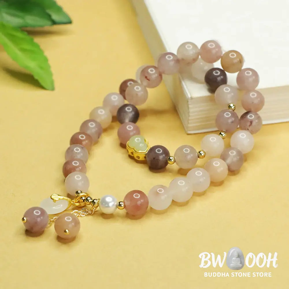 Buddha Stones Natural Golden Silk Jade Double Layer Gourd Peace Buckle Luck Bracelet - BWOOOH - Golden Silk Jade(Wrist