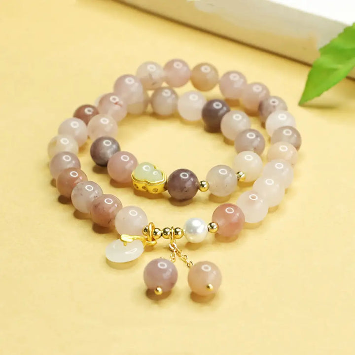 BWOOOH Natural Golden Silk Jade Double Layer Gourd Peace Buckle Luck Bracelet — Jade jade bracelet for spiritual healing a...