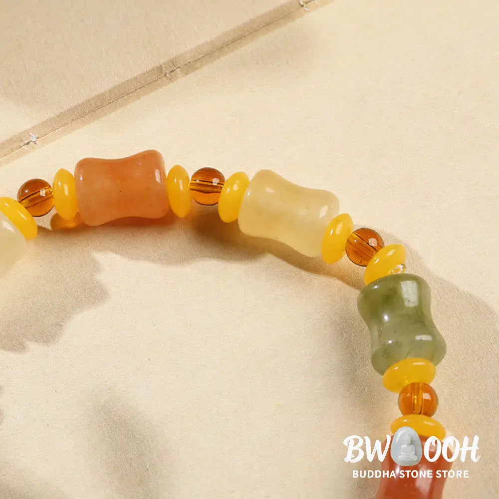 BWOOOH Natural Golden Silk Jade Gourd Wealth Charm Bracelet - Golden Silk Jade(Ward off evil spirits*Wealth)