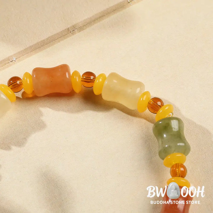 BWOOOH Natural Golden Silk Jade Gourd Wealth Charm Bracelet - Golden Silk Jade(Ward off evil spirits*Wealth)