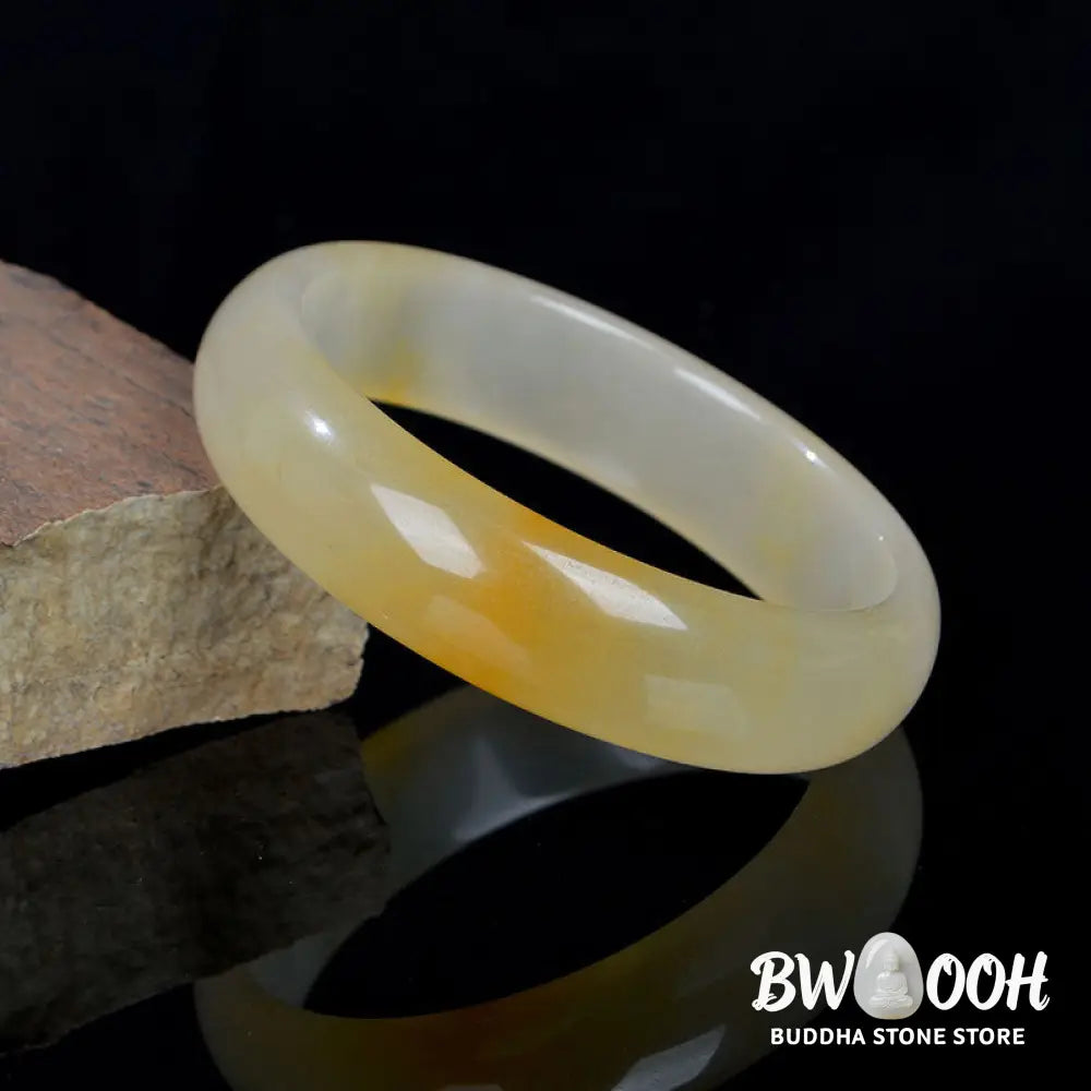 Buddha Stones Natural Golden Silk Jade Luck Wealth Bracelet Bangle - BWOOOH - Bracelet Bangle
