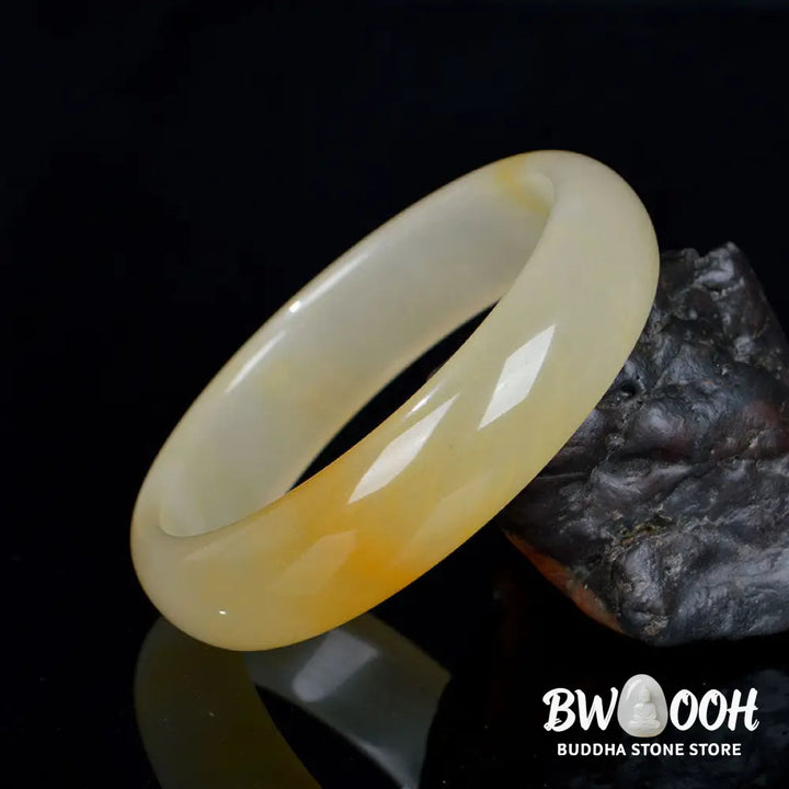 Buddha Stones Natural Golden Silk Jade Luck Wealth Bracelet Bangle - BWOOOH - Bracelet Bangle