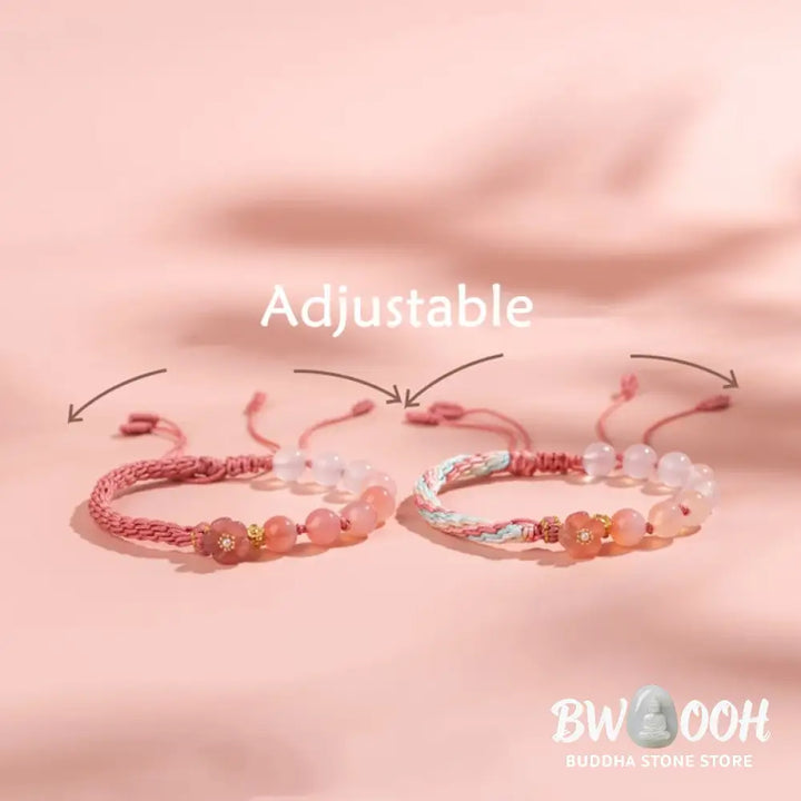 BWOOOH Natural Gradient Agate Reincarnation Knot Peach Blossom Wealth Luck Handmade Str | spiritual healing bracelet