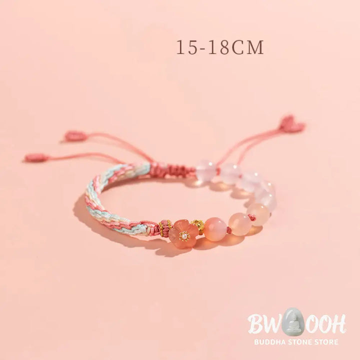 BWOOOH Natural Gradient Agate Reincarnation Knot Peach Blossom Wealth Luck Handmade Str | spiritual healing bracelet