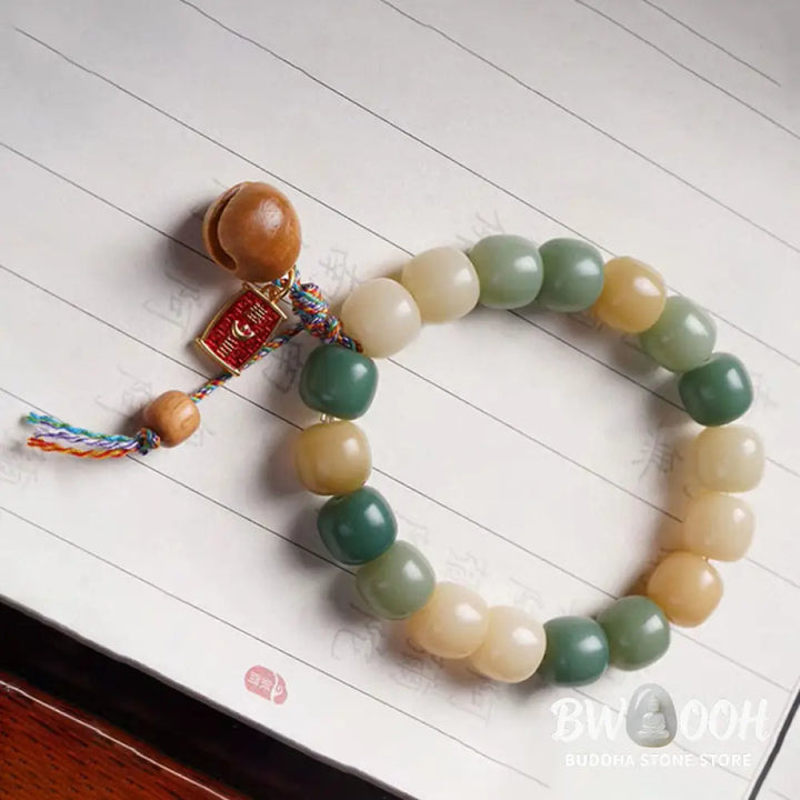 Buddha Stones Natural Gradient Bodhi Seed Wisdom Wooden Fish Drum Charm Bracelet - BWOOOH - Bodhi Seed(Wisdom♥Wake