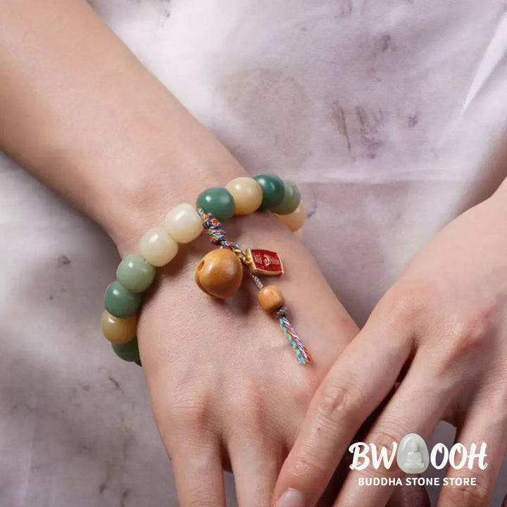 Buddha Stones Natural Gradient Bodhi Seed Wisdom Wooden Fish Drum Charm Bracelet - BWOOOH - Bodhi Seed(Wisdom♥Wake