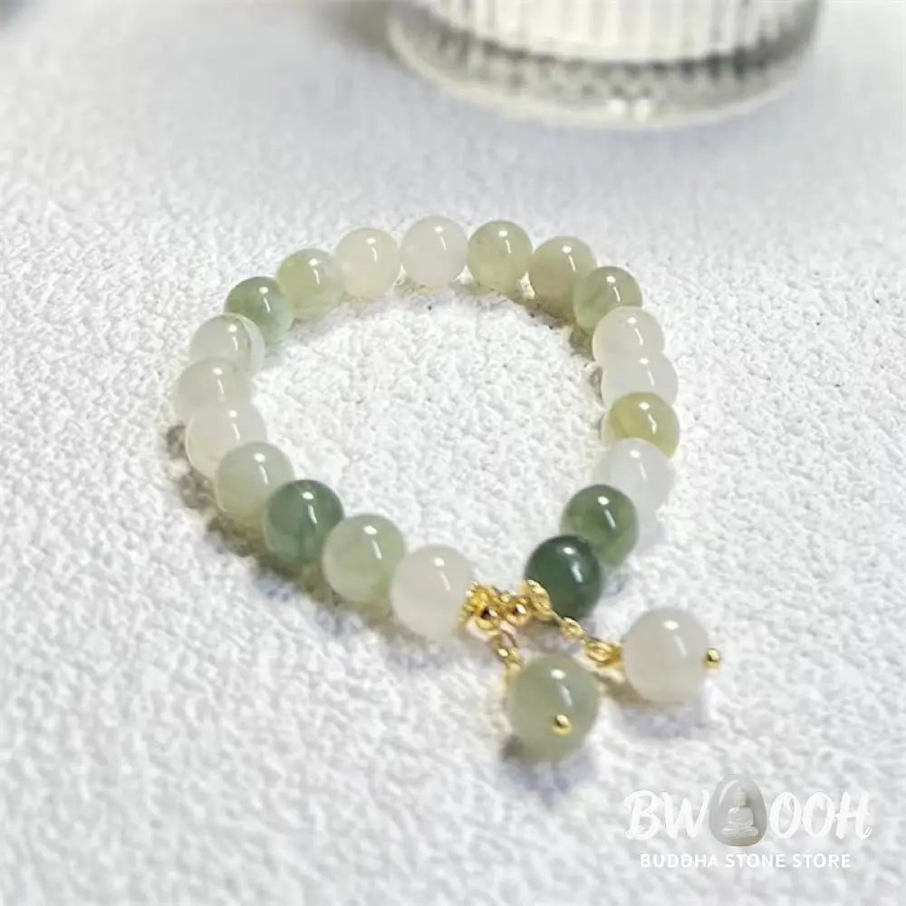 Buddha Stones Natural Gradient Jade Abundance Luck Bead Charm Bracelet - Jade(Prosperity♥Abundance) - Bracelet