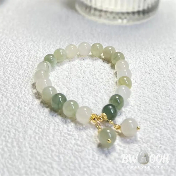 Buddha Stones Natural Gradient Jade Abundance Luck Bead Charm Bracelet - Jade(Prosperity♥Abundance) - Bracelet