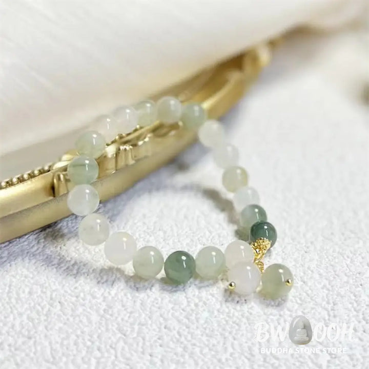 Buddha Stones Natural Gradient Jade Abundance Luck Bead Charm Bracelet - Jade(Prosperity♥Abundance) - Bracelet