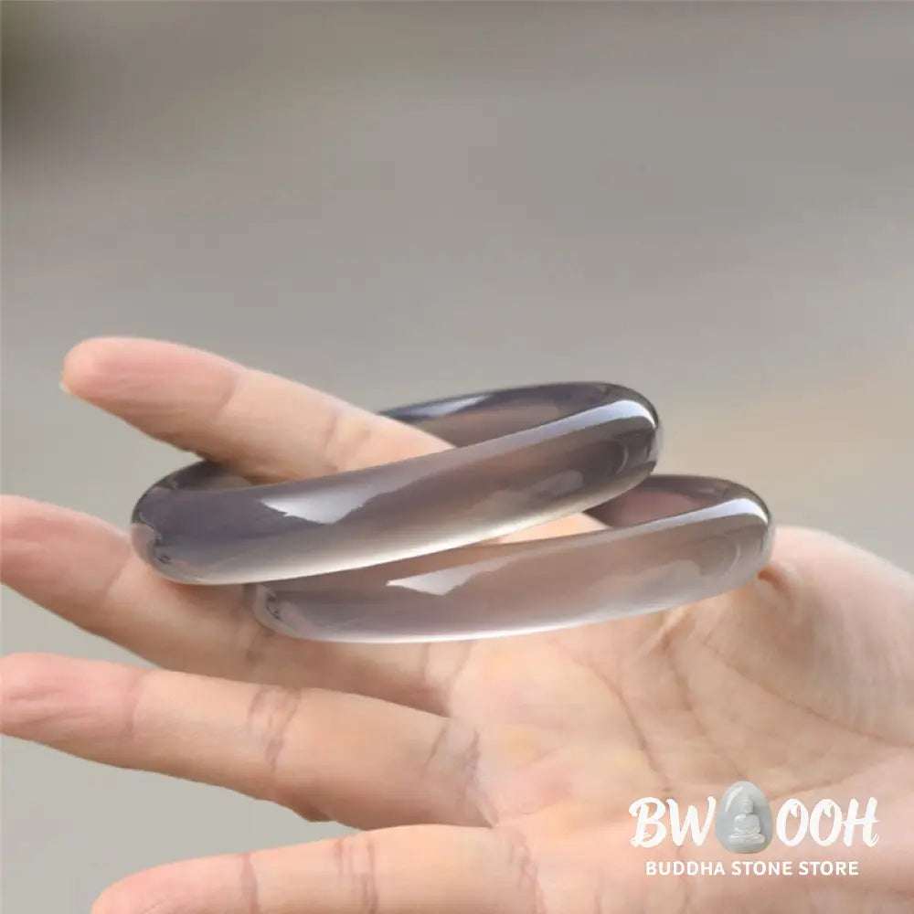 Buddha Stones Natural Gray Chalcedony Harmony Bangle Bracelet - BWOOOH - Bracelet Bangle