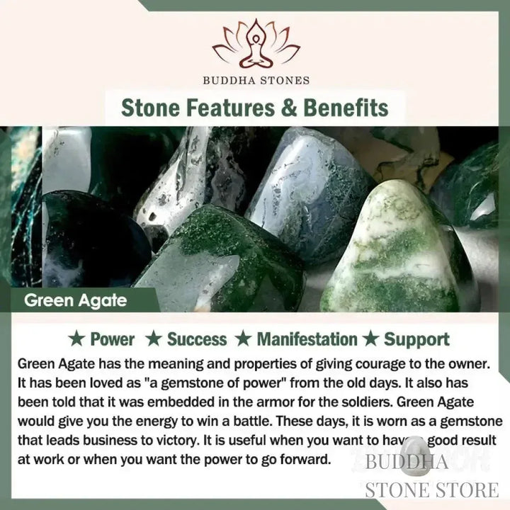 BWOOOH Natural Green Agate Wrist Mala with Power Tassels, featuring polished 10mm, 12mm, or 14mm beads. A versatile pocket mala and car decoration for spiritual balance and success. - View 12