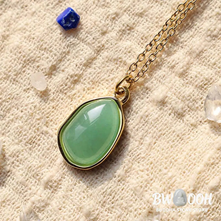 A BWOOOH Natural Green Aventurine, vibrant Amethyst, and gentle Rose Quartz Blessing Necklace Pendant, handcrafted with a delicate chain, promoting luck, serenity, and love for meditation and daily wear. - View 3
