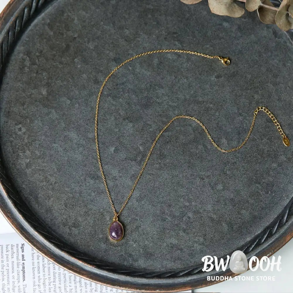 A BWOOOH Natural Green Aventurine, vibrant Amethyst, and gentle Rose Quartz Blessing Necklace Pendant, handcrafted with a delicate chain, promoting luck, serenity, and love for meditation and daily wear. - View 11
