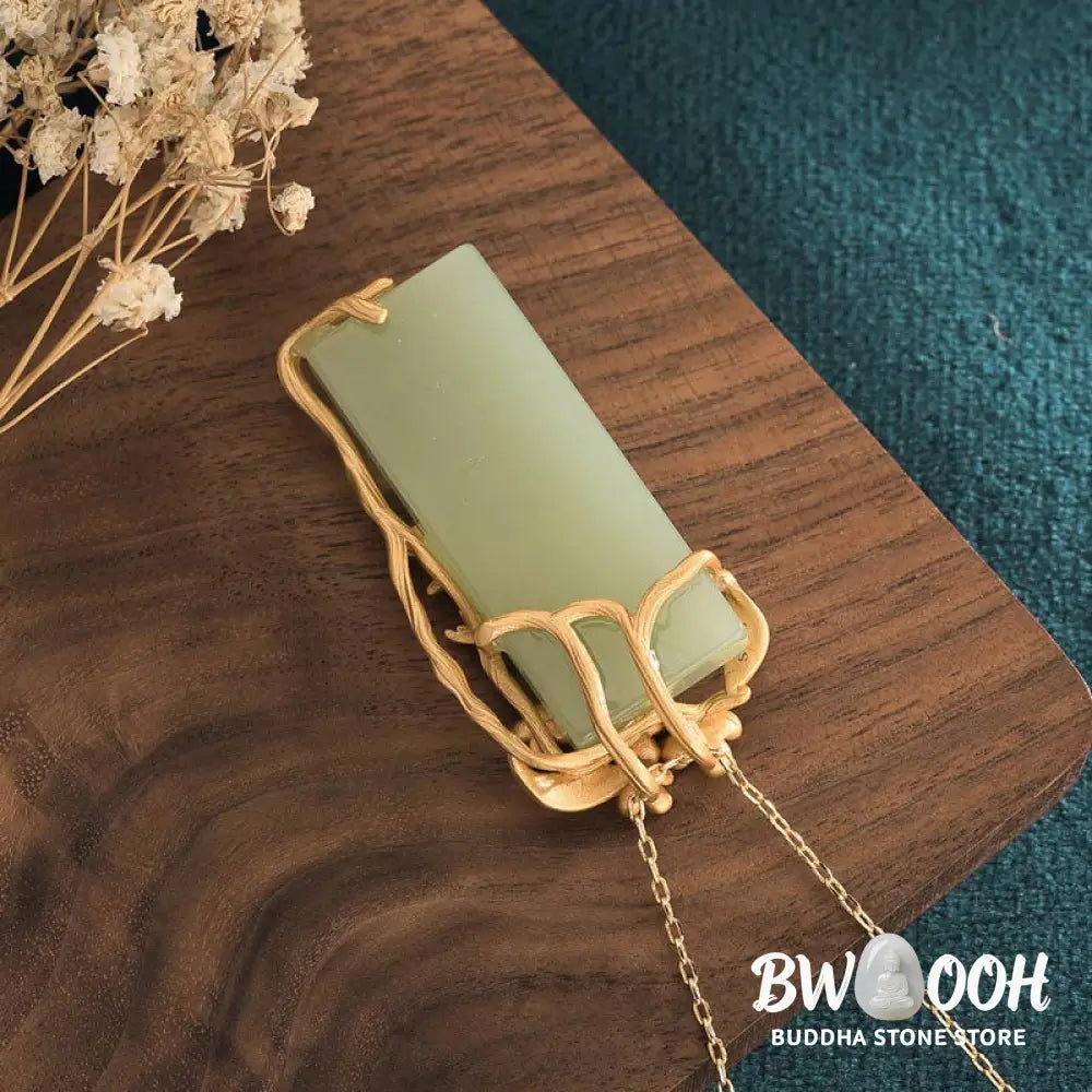 Buddha Stones Natural Green Aventurine Balance Necklace Pendant - BWOOOH - Green Aventurine - Necklaces &amp; Pendants