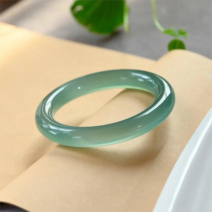 Buddha Stones Natural Green Chalcedony Strength Bangle Bracelet - BWOOOH - 58mm - Bracelet Bangle