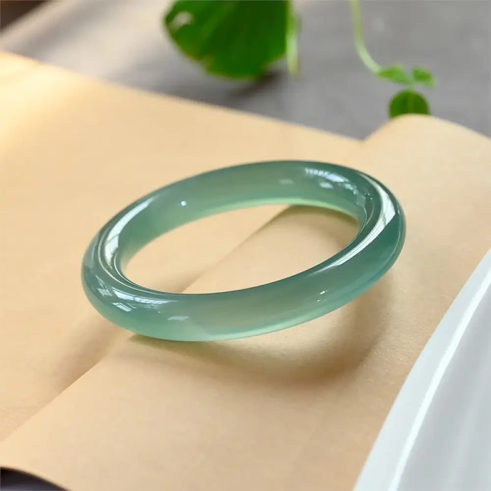 Buddha Stones Natural Green Chalcedony Strength Bangle Bracelet - BWOOOH - 60mm - Bracelet Bangle