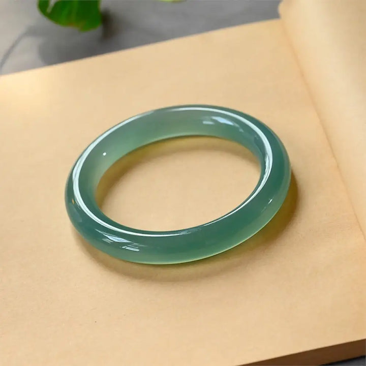 Buddha Stones Natural Green Chalcedony Strength Bangle Bracelet - BWOOOH - 62mm - Bracelet Bangle
