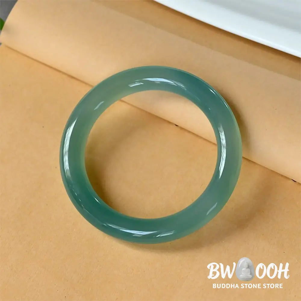 Buddha Stones Natural Green Chalcedony Strength Bangle Bracelet - BWOOOH - Bracelet Bangle