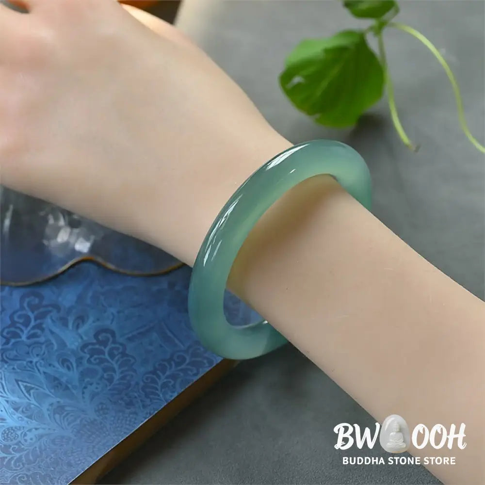 Buddha Stones Natural Green Chalcedony Strength Bangle Bracelet - BWOOOH - Bracelet Bangle