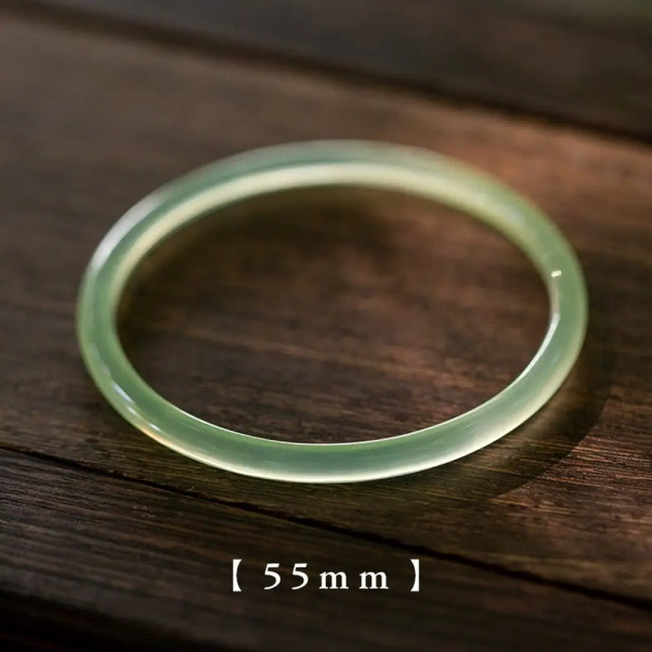 Buddha Stones Natural Green Chalcedony Strength Courage Cuff Bangle Bracelet - BWOOOH - 55mm - Bracelet Bangle