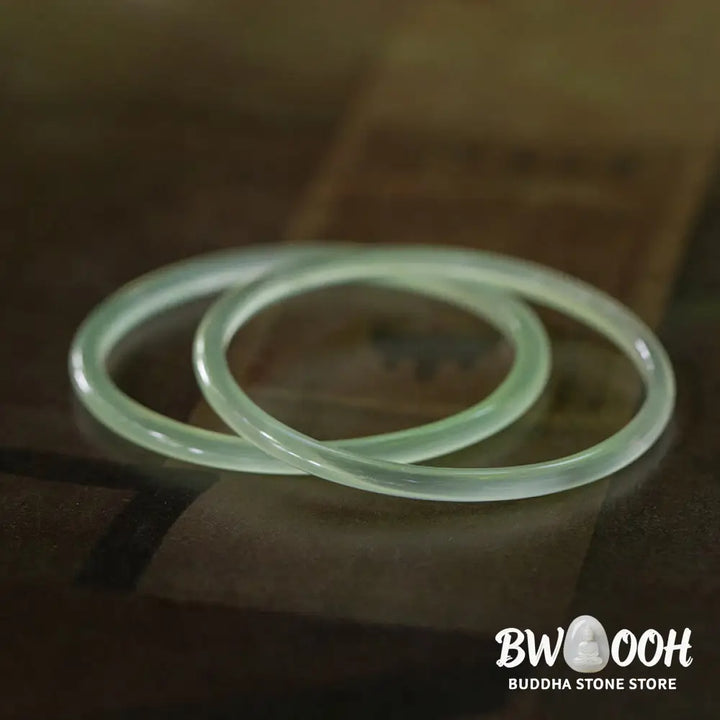 Buddha Stones Natural Green Chalcedony Strength Courage Cuff Bangle Bracelet - BWOOOH - Bracelet Bangle