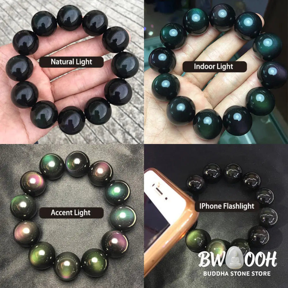 Buddha Stones Natural Green Eye Obsidian Wealth Bracelet - BWOOOH - Bracelet