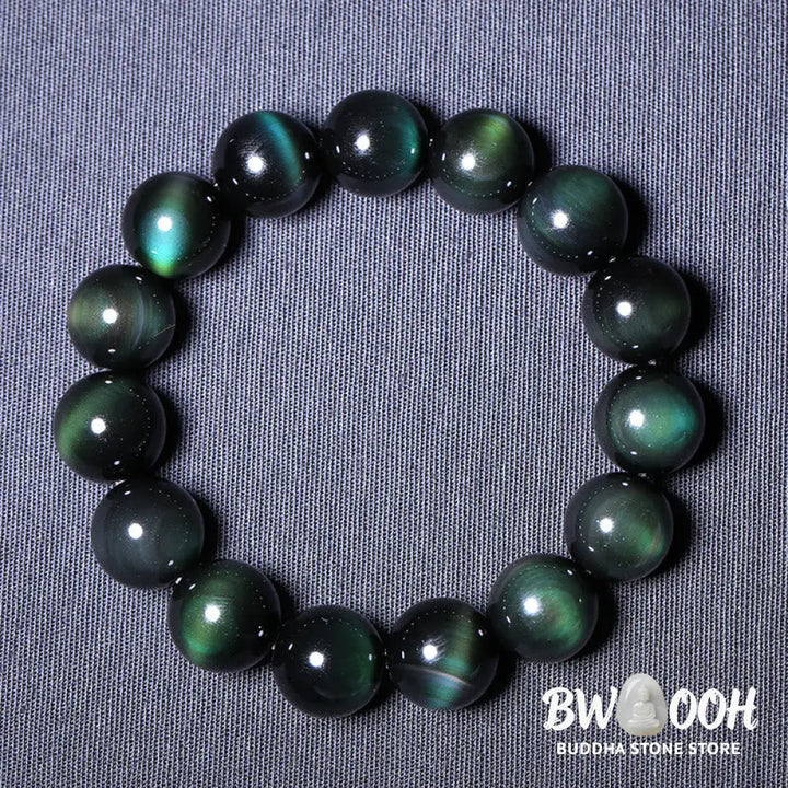 Buddha Stones Natural Green Eye Obsidian Wealth Bracelet - BWOOOH - Bracelet