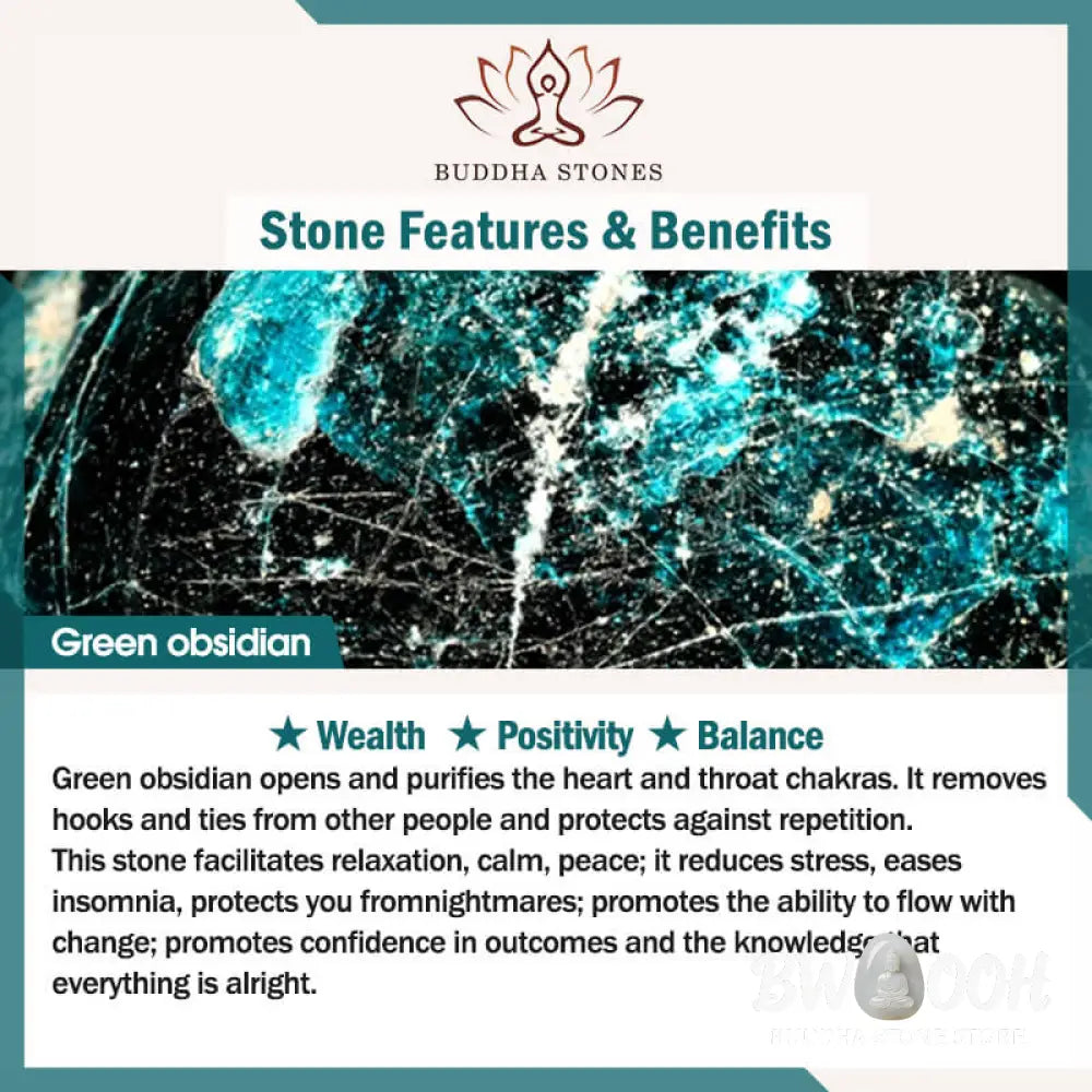 Buddha Stones Natural Green Eye Obsidian Wealth Bracelet - BWOOOH - Bracelet