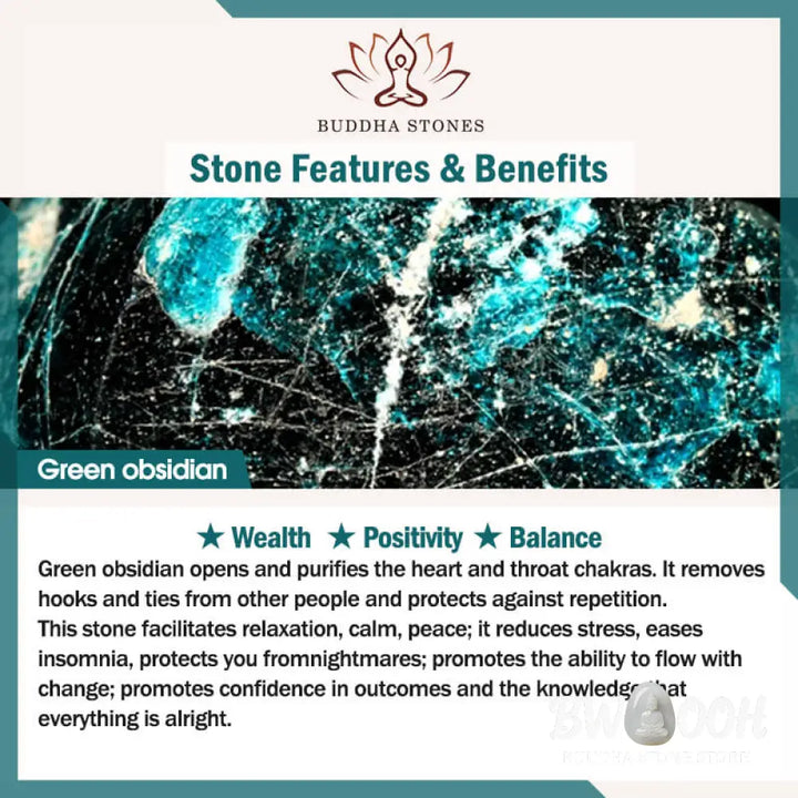 Buddha Stones Natural Green Eye Obsidian Wealth Bracelet - BWOOOH - Bracelet