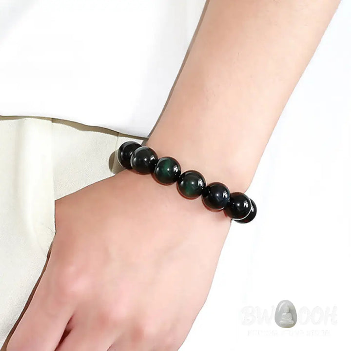 Buddha Stones Natural Green Eye Obsidian Wealth Bracelet - BWOOOH - Bracelet