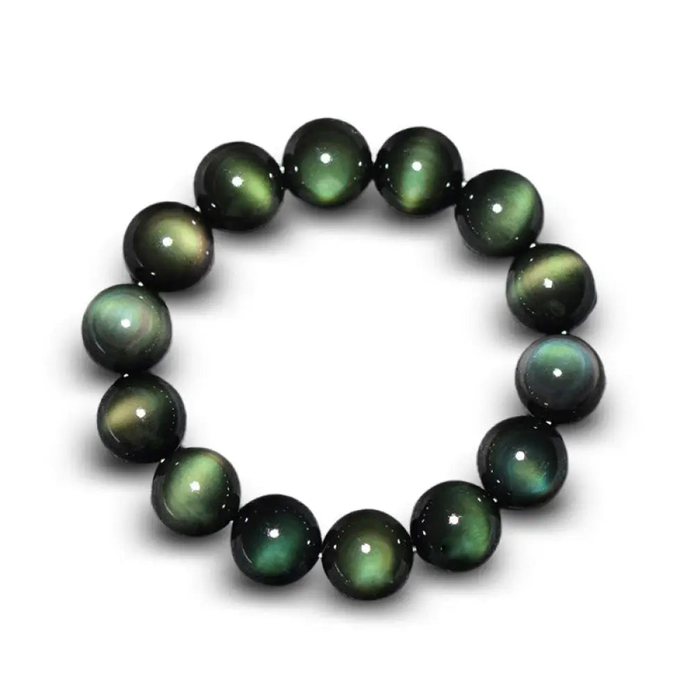 Buddha Stones Natural Green Eye Obsidian Wealth Bracelet - BWOOOH - 8mm(Wrist Circumference 14-17cm) - Bracelet