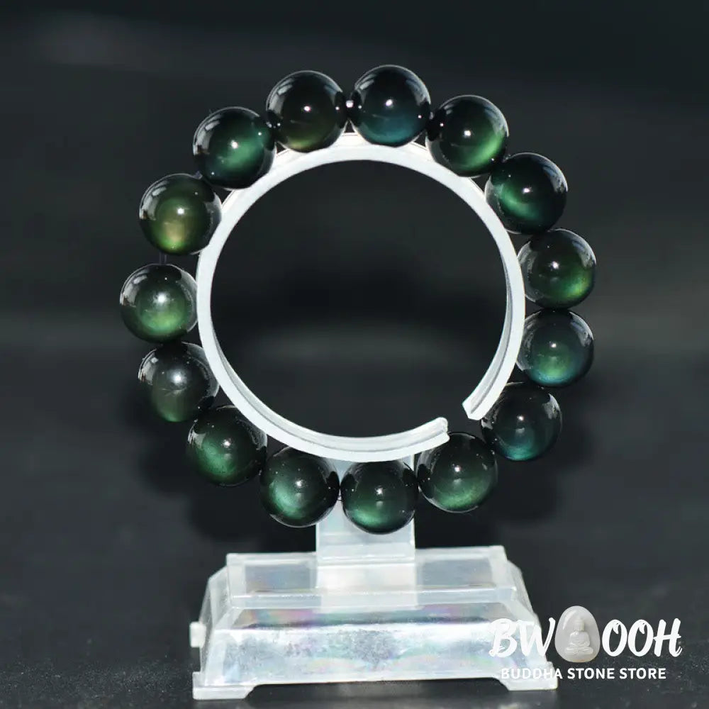 Buddha Stones Natural Green Eye Obsidian Wealth Bracelet - BWOOOH - Bracelet