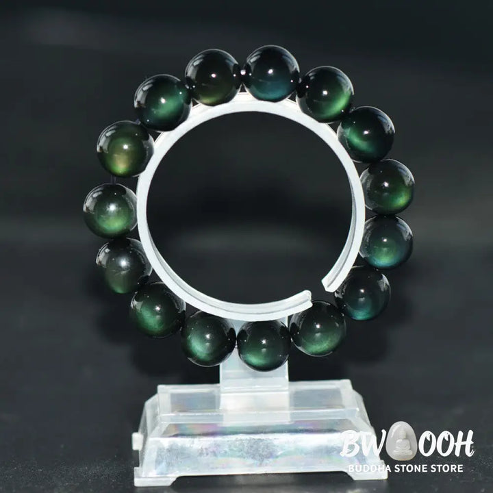 Buddha Stones Natural Green Eye Obsidian Wealth Bracelet - BWOOOH - Bracelet