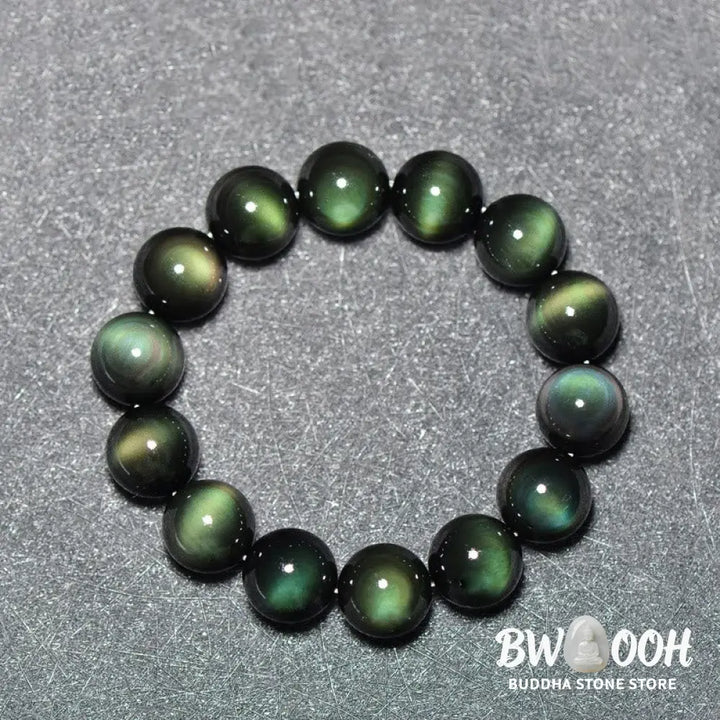 Buddha Stones Natural Green Eye Obsidian Wealth Bracelet - BWOOOH - Bracelet