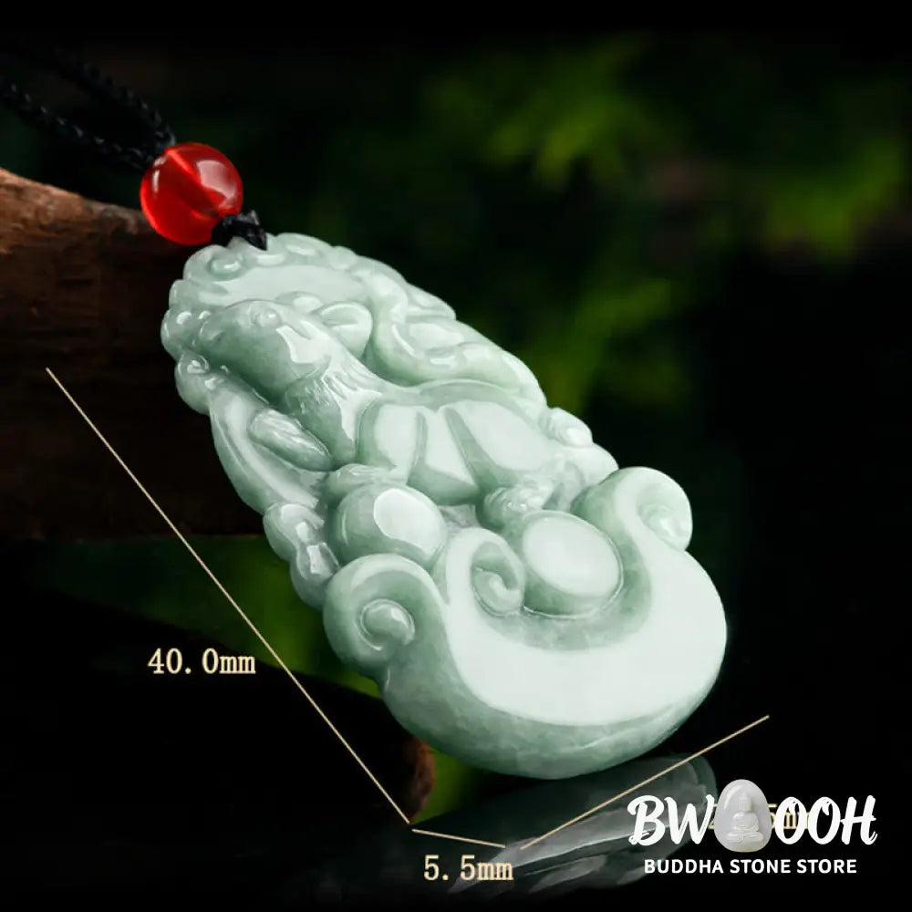 Buddha Stones Natural Green Jade 12 Chinese Zodiac Luck Prosperity Necklace Pendant - BWOOOH - Necklaces &amp; Pendants